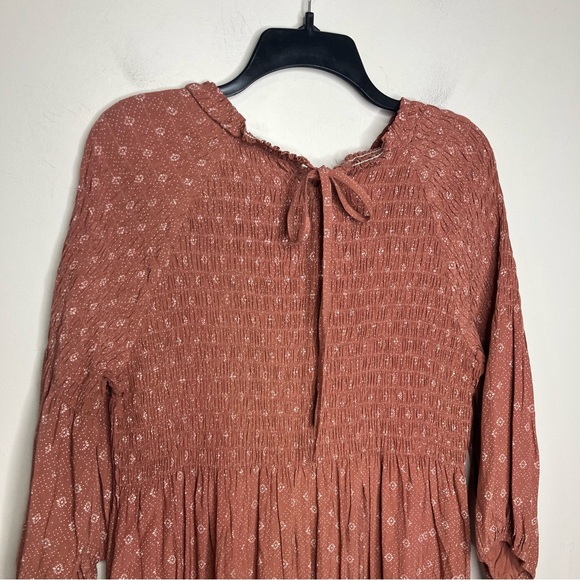 Roolee dusty rose smocked midi dress womens size XL dressy modest balloon sleeve - Picture 8 of 11